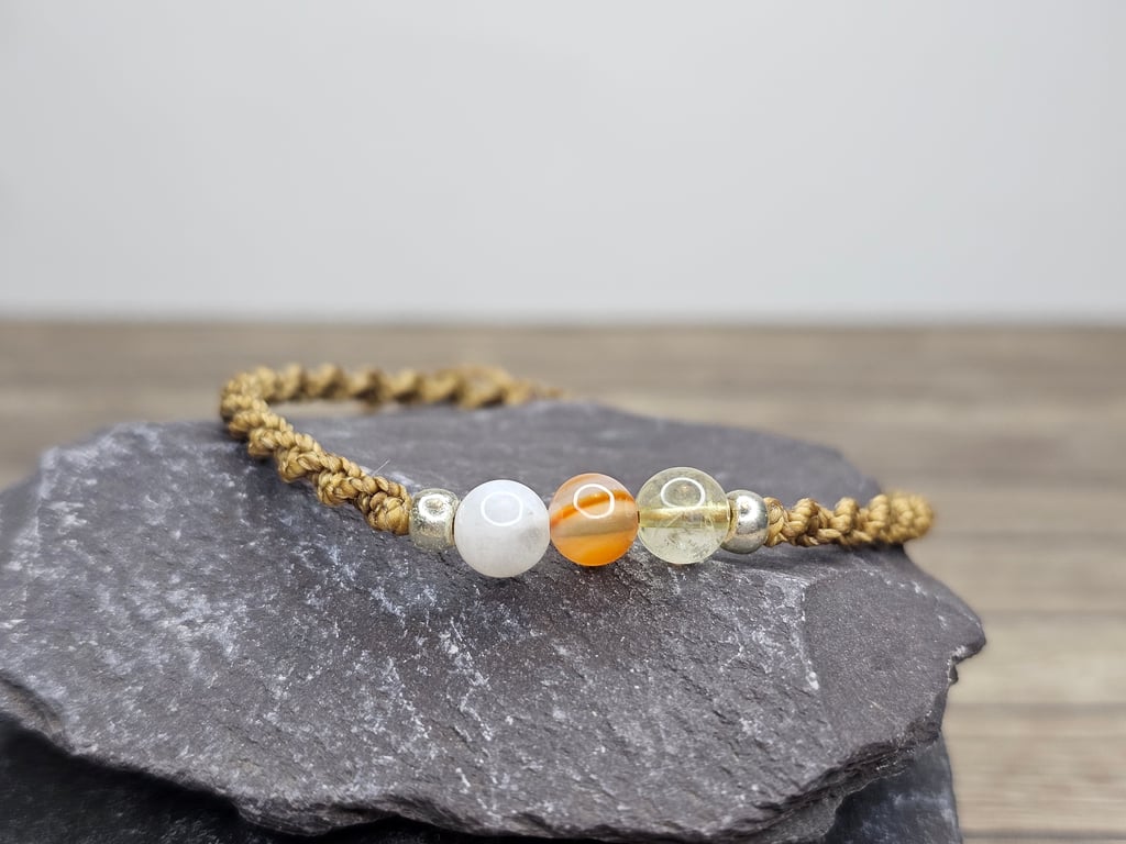 Hormonal Balance, PCOS Bracelet - Citrine, Moonstone, Carnelian