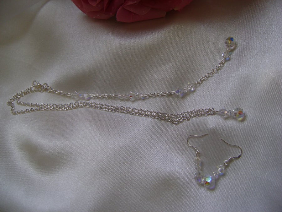 Crystal Backdrop Bridal Necklace & Earring Set