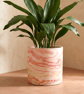 Large Statement Plant Pot in Red, Orange and Yellow Sunrise Marble