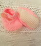 Pink and White Knitted Mary Jane Shoes for a Premature Baby, Baby Gift - Image 2
