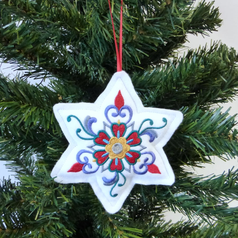 Christmas Star decoration, embroidered
