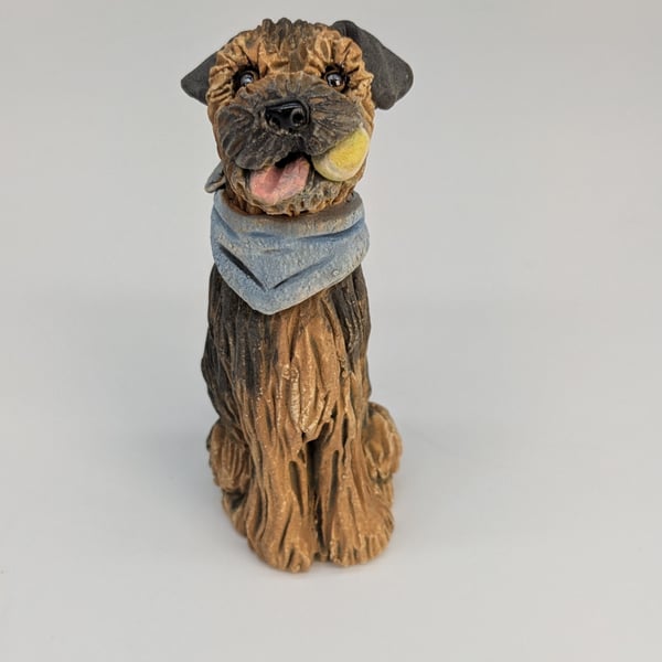 Mini Border Terrier with ball & neckerchief - 1
