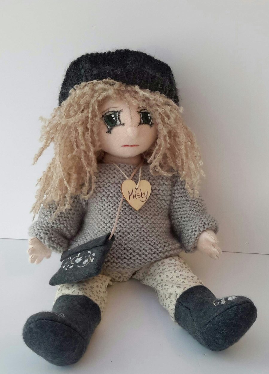 Misty, 13" Collectable Doll, Handmade Cloth Doll,OOAK Fabric doll by Bearlescent