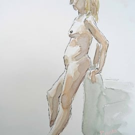 Standing Nude Lady Original Painting Art 