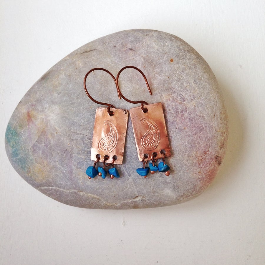 Earrings copper Paisley 