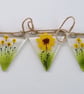 Sunflower fused glass bunting, garden art, gift for home.  - Image 3