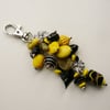 Black and Yellow Mixed Bead Honey Bee Handbag Charm   KCJ411