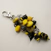 Black and Yellow Mixed Bead Honey Bee Handbag Charm   KCJ411
