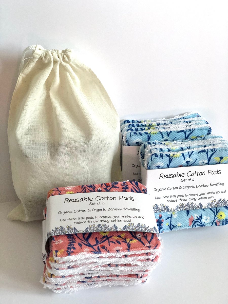 Organic Reusable face wipes blue light blue 