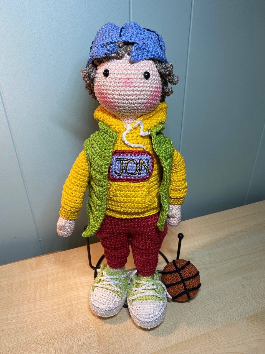 Crocheted Boy Doll. Amigurumi Doll for Collectors over 14. Basketball Player.