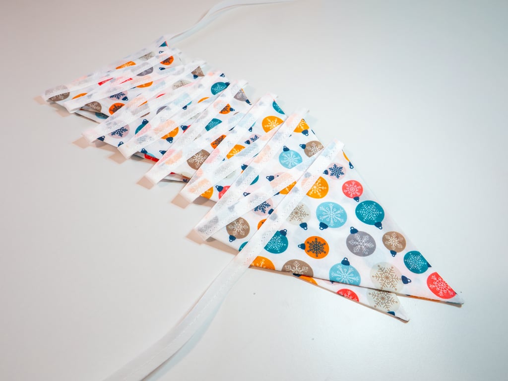 Christmas Bauble - 12 or 15 flag fabric bunting