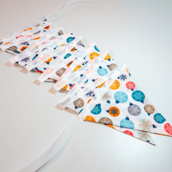 Christmas Bauble - 12 or 15 flag fabric bunting