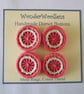 Dorset Buttons, Set of 4, Handmade, Coral, Cream, Cotton,  1", 2.6cm