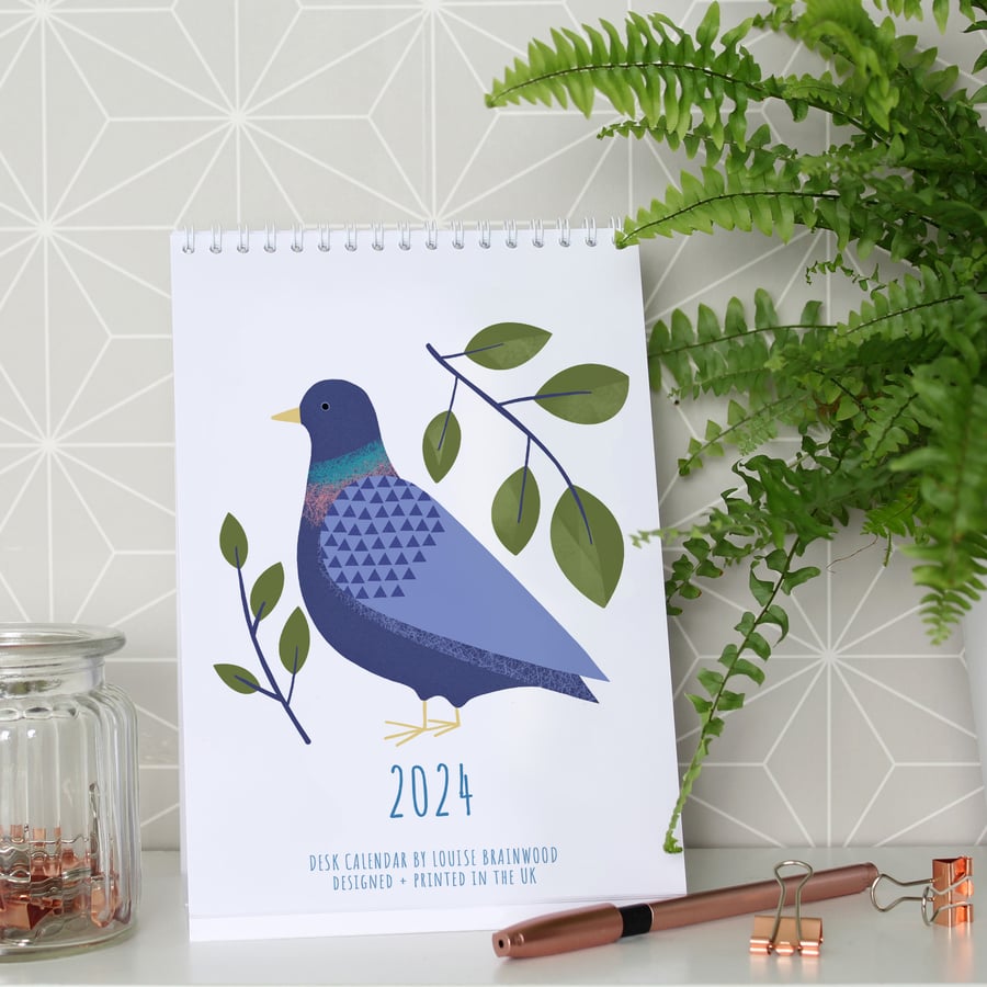 2024 Illustrated Birds Desk Calendar