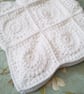 Baby boy girl white circle bobble blanket, newborn gift & nursery decoration