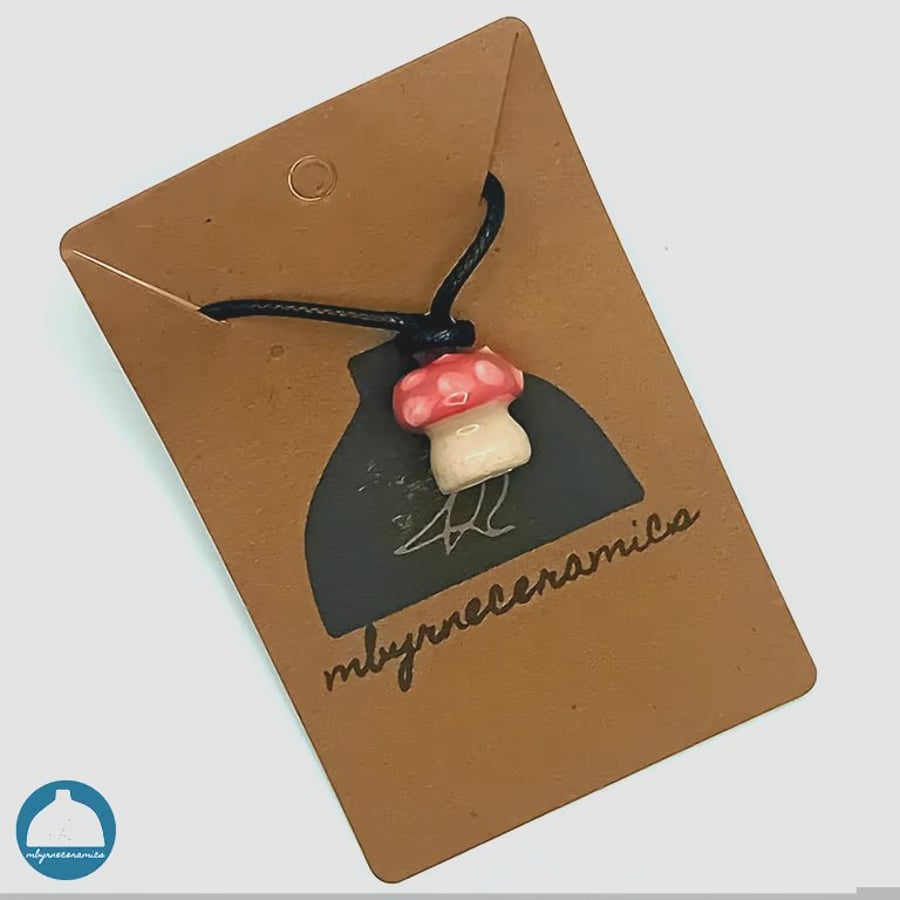Flat top Toadstool Ceramic Necklace