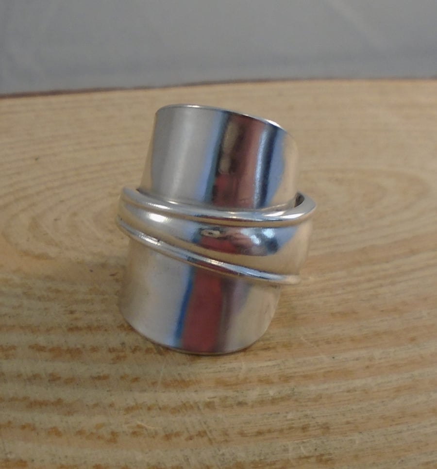 Upcycled Silver Plated Flower Wrap Spoon Ring SPR052005