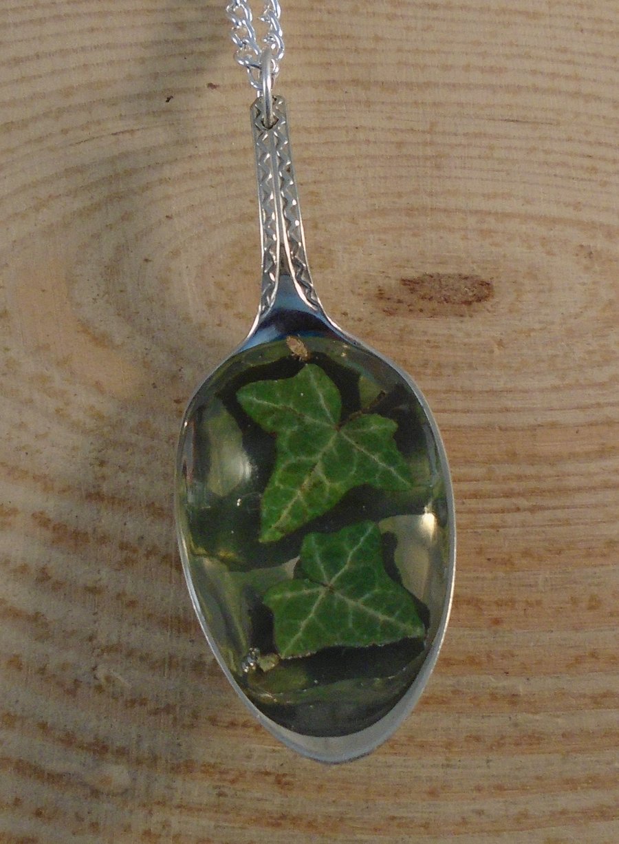 Upcycled Silver Plated Ivy Spoon Necklace SPN042008