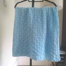 Hand knitted baby blanket, throw - Blue