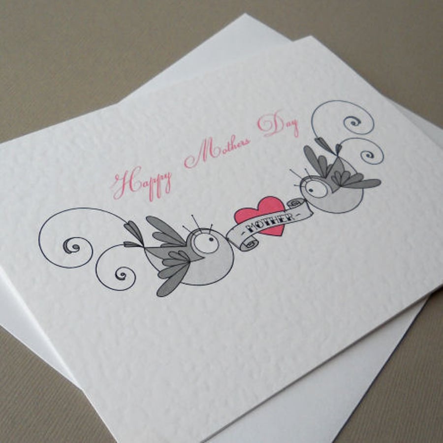 mothers day card (retro swallows and heart) 