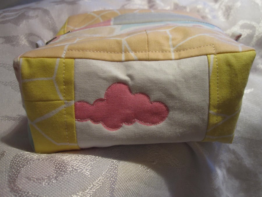 Large, Quilted Make Up Bag, craft storage bag