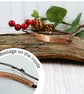 Hammered Copper Bracelet. Hidden Message on Adjustable Waxed Cord 