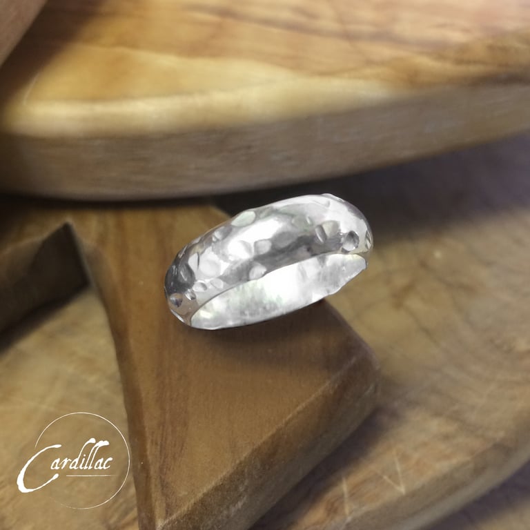 Siver Textured Band Ring