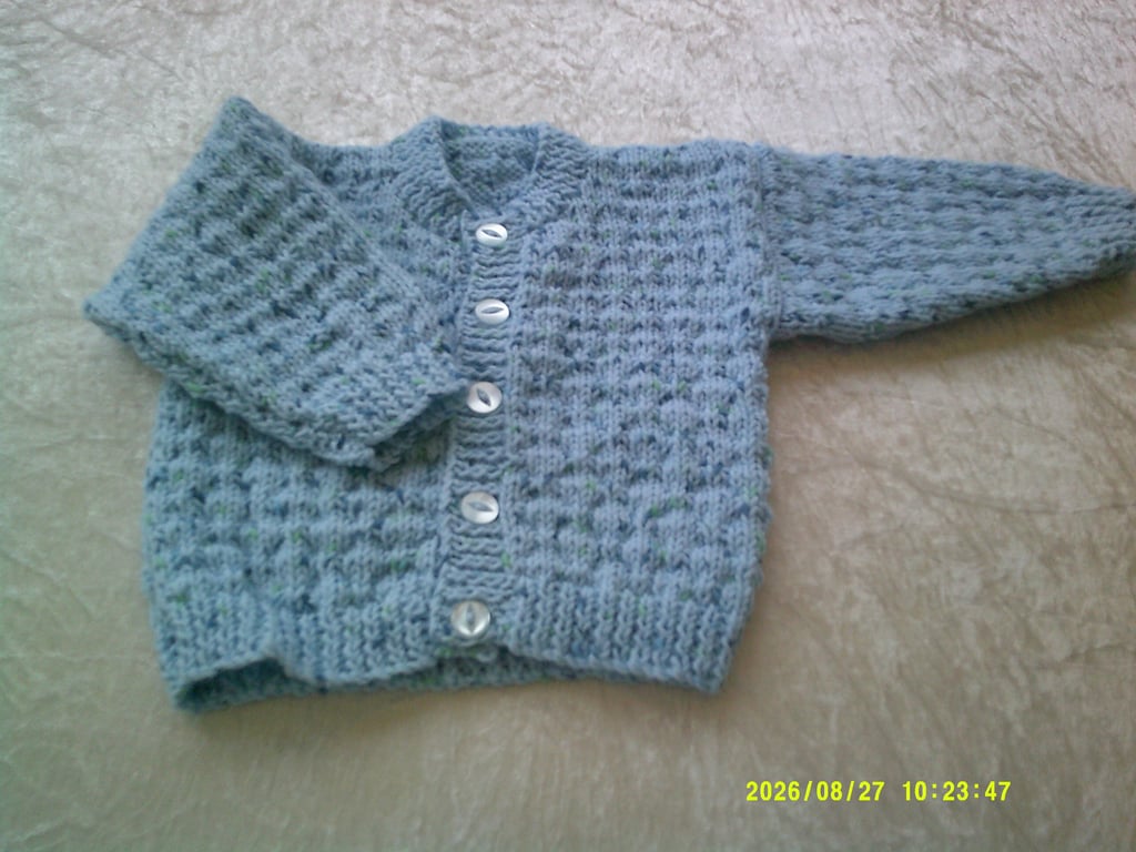 18 inch Blue Round Neck Cardigan