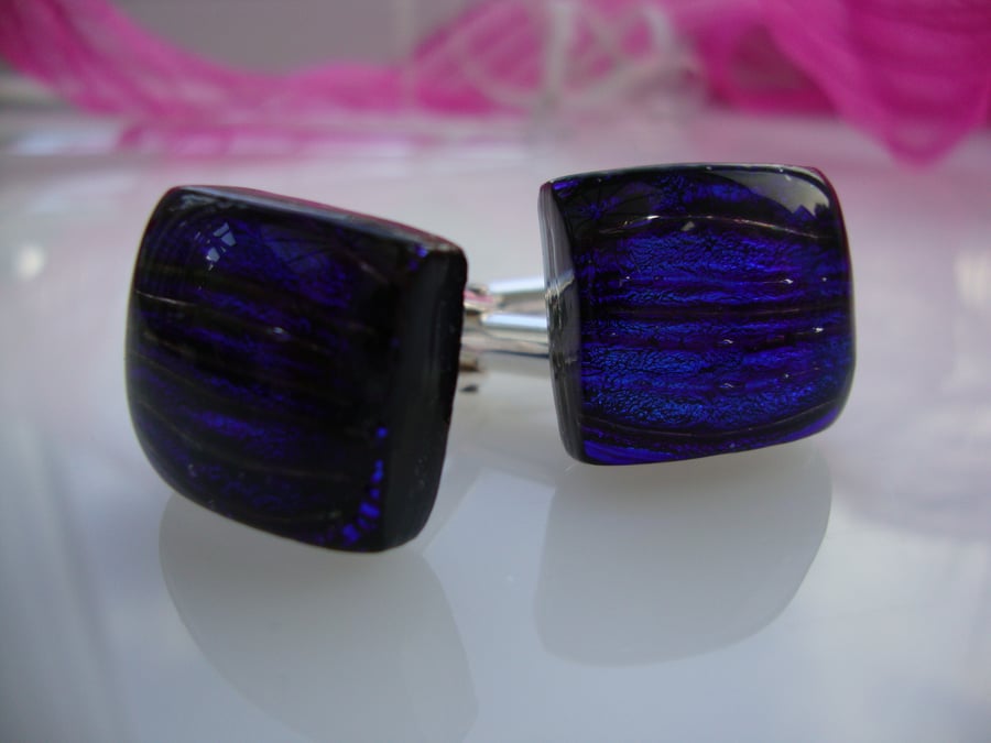 custom order fused glass dichroic cufflinks