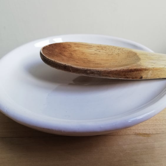 Ceramic spoon rest handmade white clay with white glaze foodie gift idea