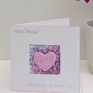 Keepsake handmade birthday card with detachable clay heart fridge magnet 