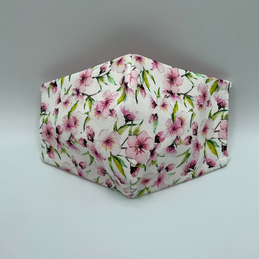 Cherry Blossoms - Sakura Face Mask. Triple layered. 100 % Cotton Fabric.