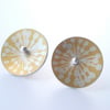 Yellow and silver circle studs with allium print. Perfectly Imperfect