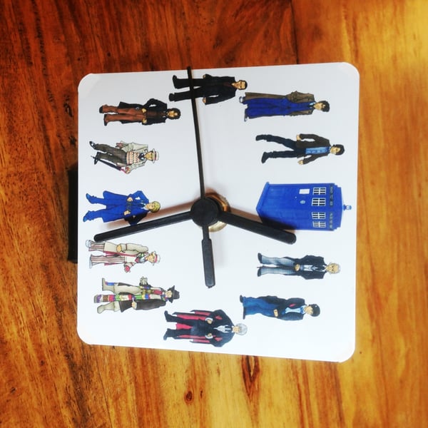All Eleven Doctor Whos Clock for work desk or table top