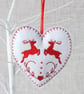 Christmas heart decoration, hanging decoration, reindeers, felt. - Image 3