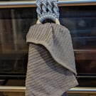 Macrame tea towel holder - grey