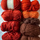 Orange and Brown Mixed Yarn Bundle Women's Institute Acrylic Yarn DK Aran Joblot