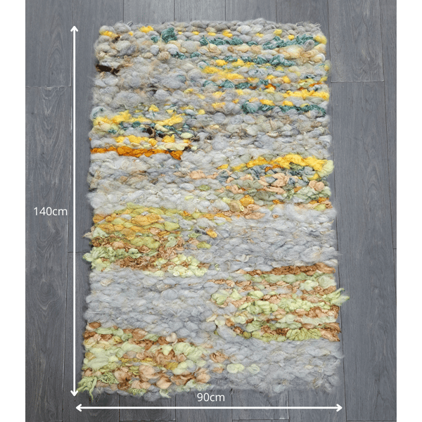 Pure wool rug hand-woven in spring colors