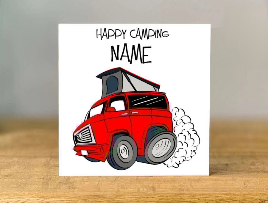 Personalised Campervan Card, Happy Camping, Motorhome, Bestie, Mum, Dad, Brother