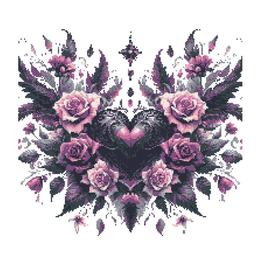 GOTHIC HEART - Cross Stitch Pattern - Cross Stitch Chart