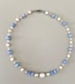 Blue Natural Stone & Freshwater Pearl Necklace – Handmade Jewelry