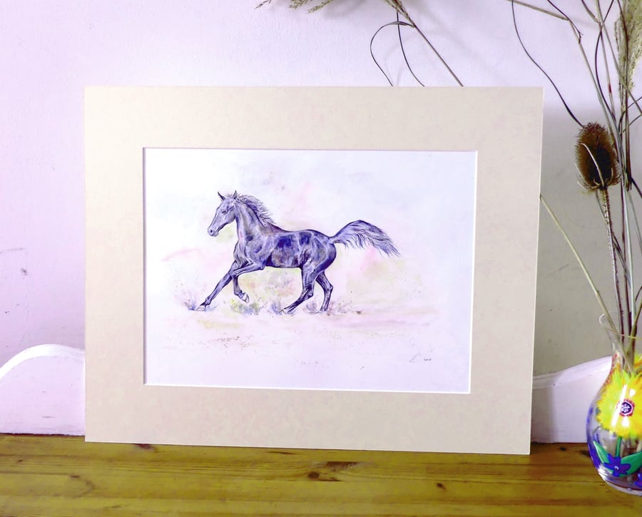  Black Horse Watercolour Original Painting