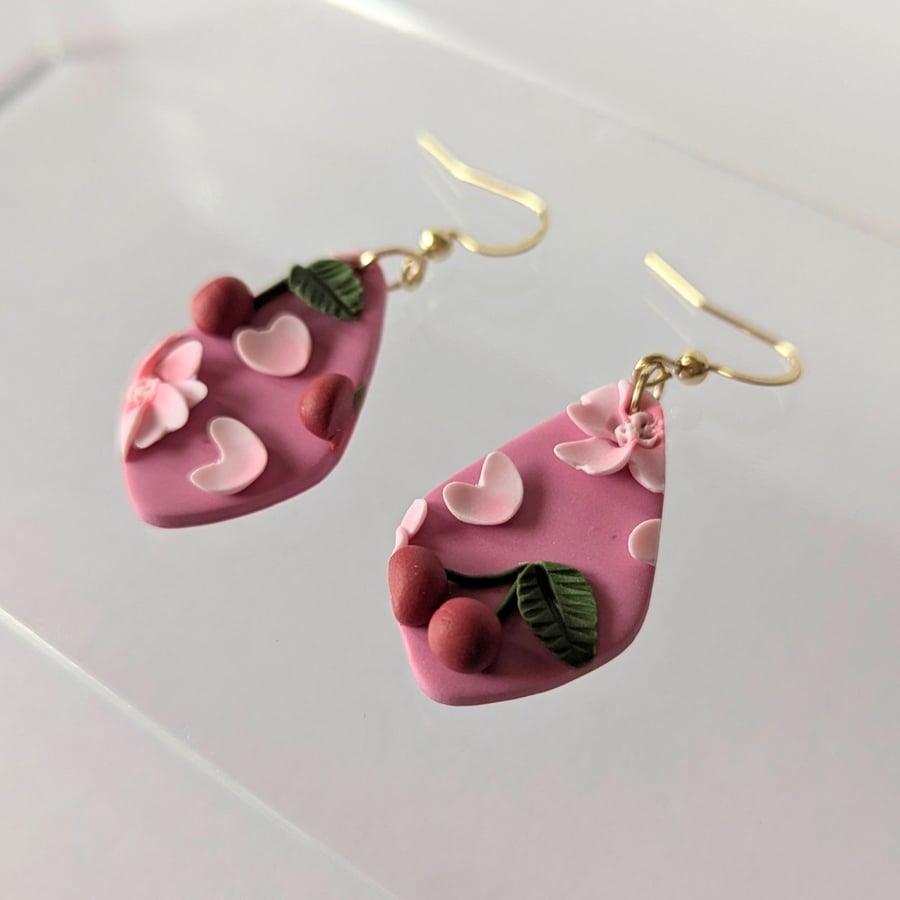 Oh Cherry diamond dangle earrings 