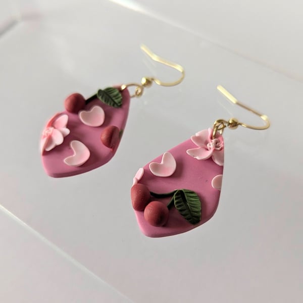 Oh Cherry diamond dangle earrings 