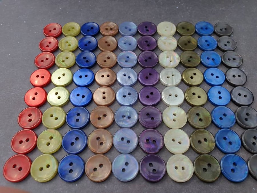 18mm( 28L ) Classic Pearly Cup Buttons in 10 Colours