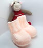  Peach and White Baby's Boots, Boots for 0 - 6 Months, Baby Shower Gift - Image 1