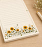 Sunflower Magnetic Notepad - Fridge Notepad - Shopping List - Optional Magnets - Image 2
