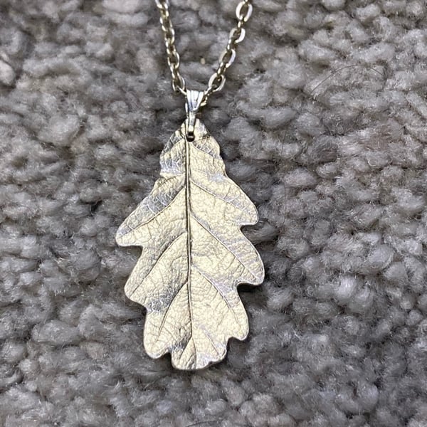 Handmade Fine Silver Oak leaf Pendant Necklace