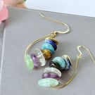 Gemstone Cluster Earrings on 24kt Gold Plated Sterling Silver 