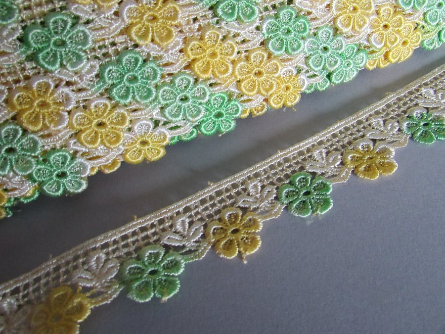 Yellow & Green Ombre Venise Guipure Lace sold by the metre